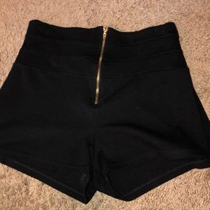 Front zip shorts